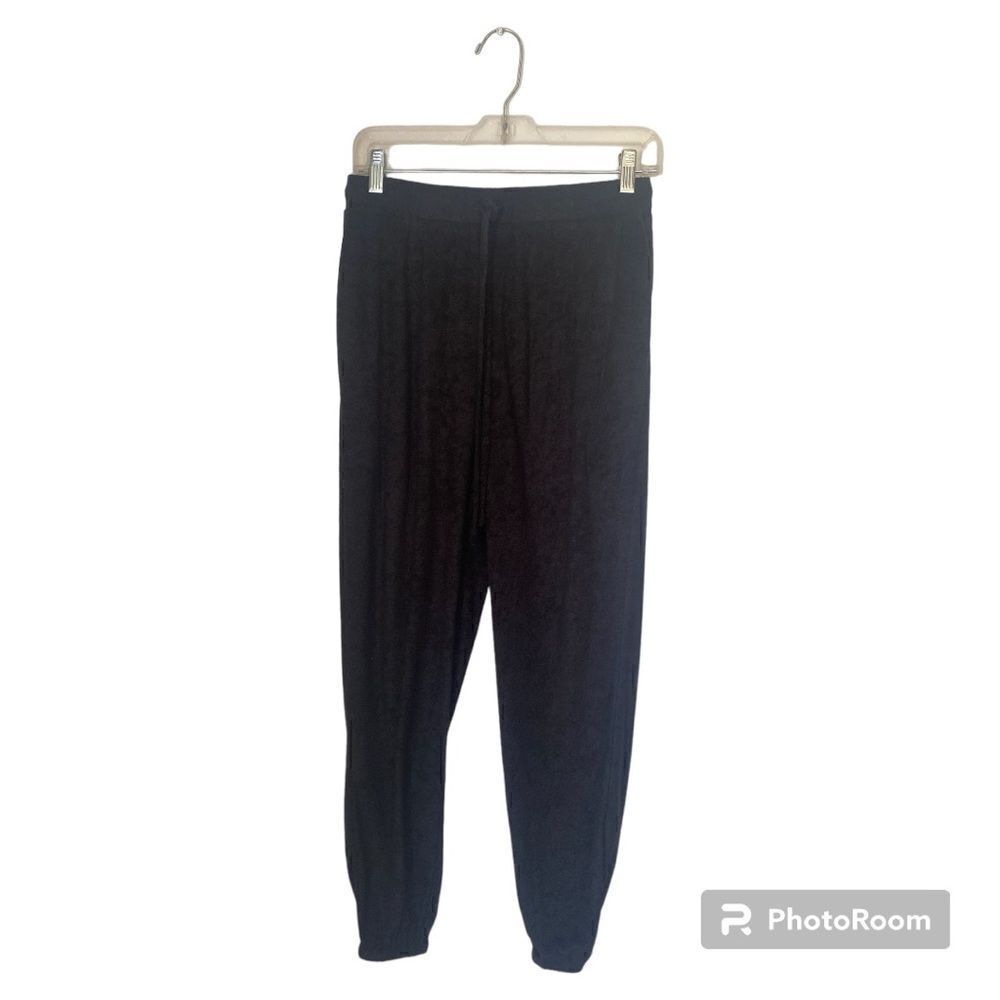 Doe & Rae Black Terry Drawstring Jogger Pants - Picture 2 of 8